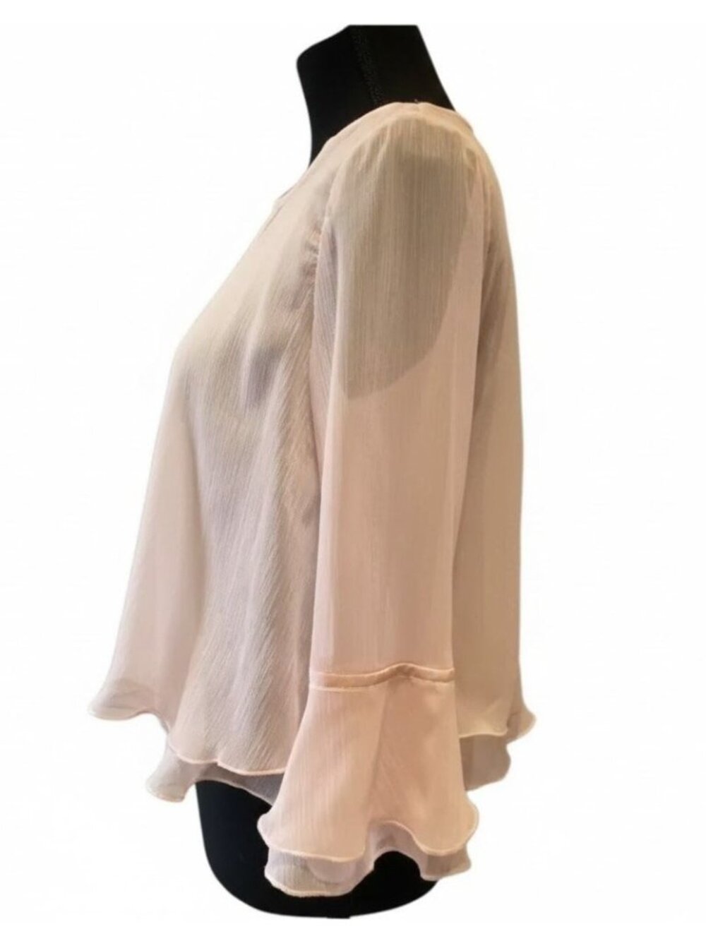 H&M Pink Layered Ruffle & Keyhole Back Divided Top | Size 2 (Small) chiffon - Picture 3 of 7